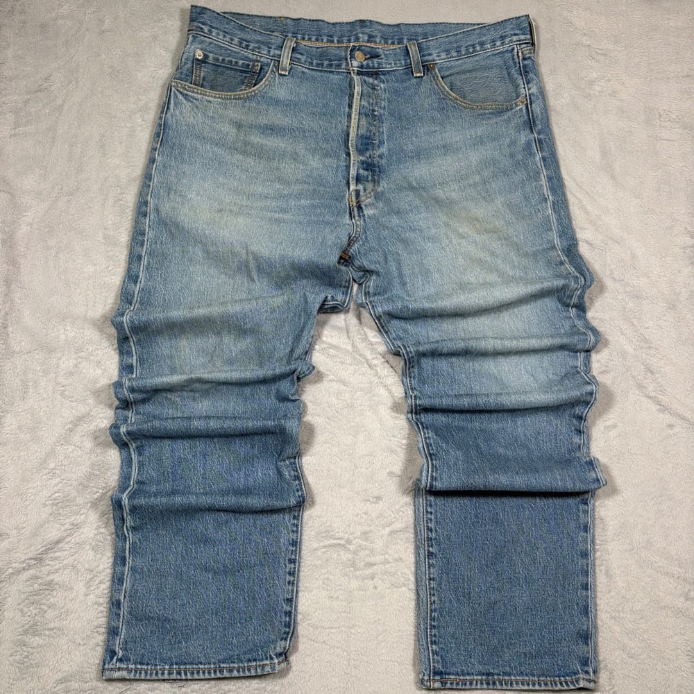 Levis 501 Original Fit Jeans Mens 38x34 Blue Denim Straight Leg Button Fly